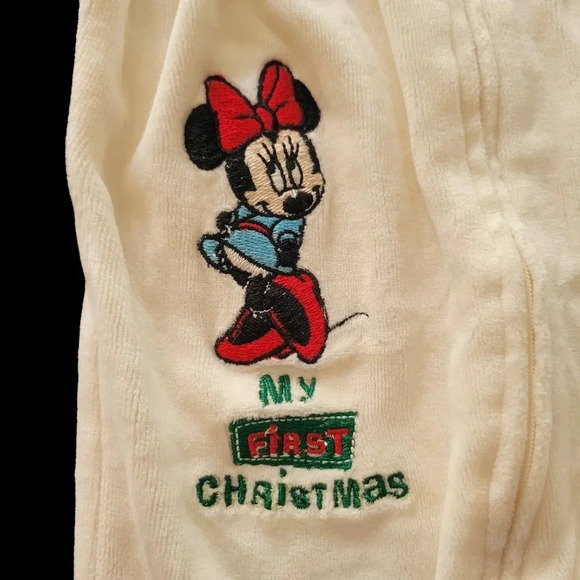 2009 Disney Baby Girl's My First Christmas Fleece Footie Pajama, Size 0-3mo - Picture 3 of 8